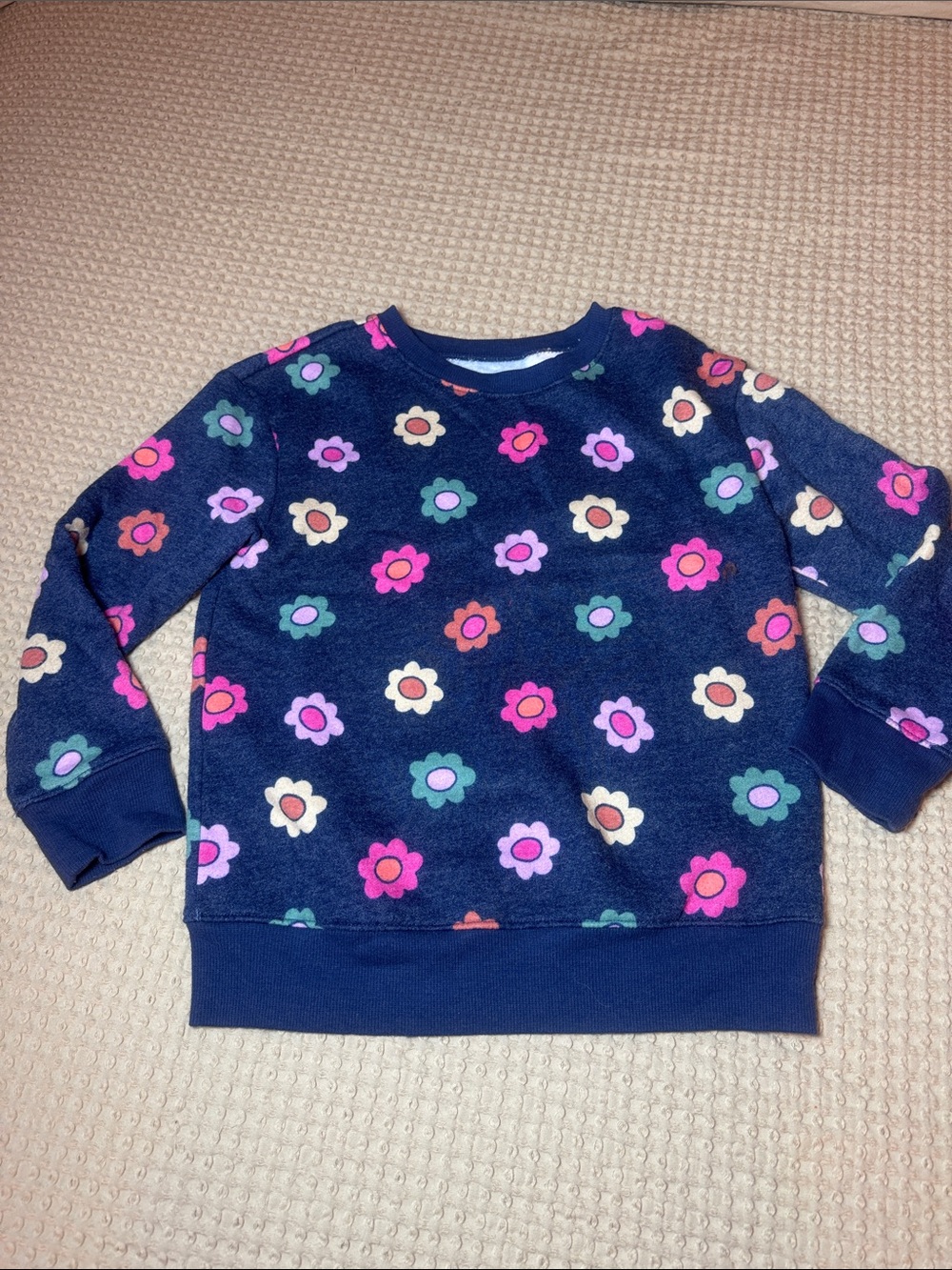 jumping beans Navy Sweatshirt with Pink, Purple, Teal & Cream Floral Print